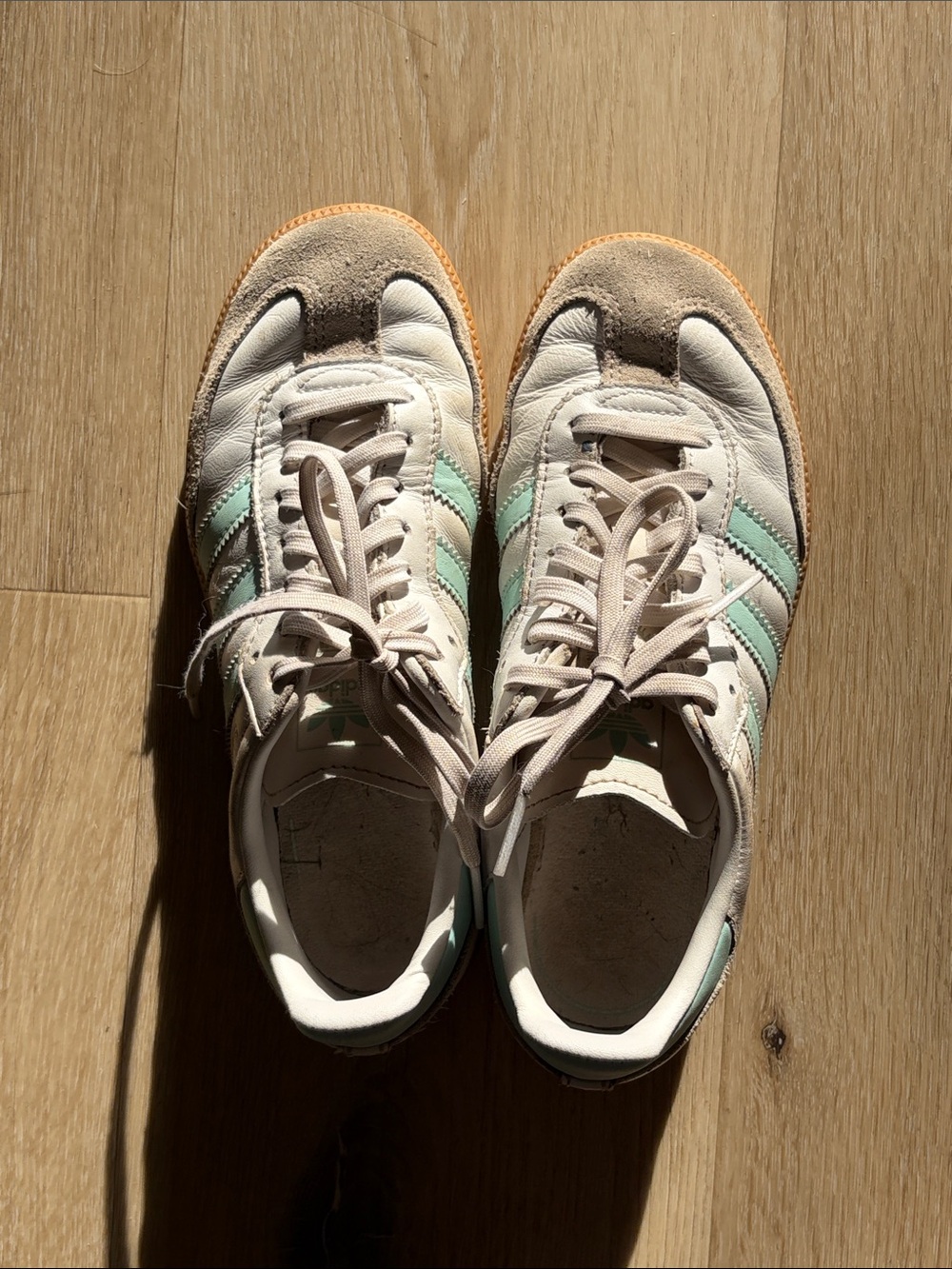 Girls adidas Samba Sneakers in White and Mint